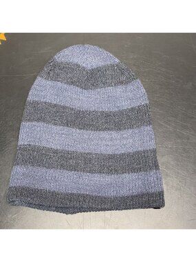 Striped Blue Gray Knit Beanie Hat Quiksilver Y2K